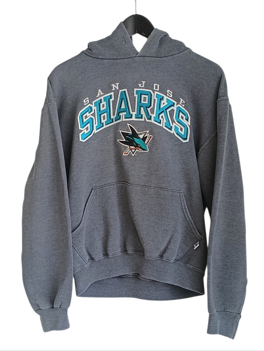 Vintage Y2K San Jose Sharks NHL Russell Athletic Pullover Hoodie Grey S